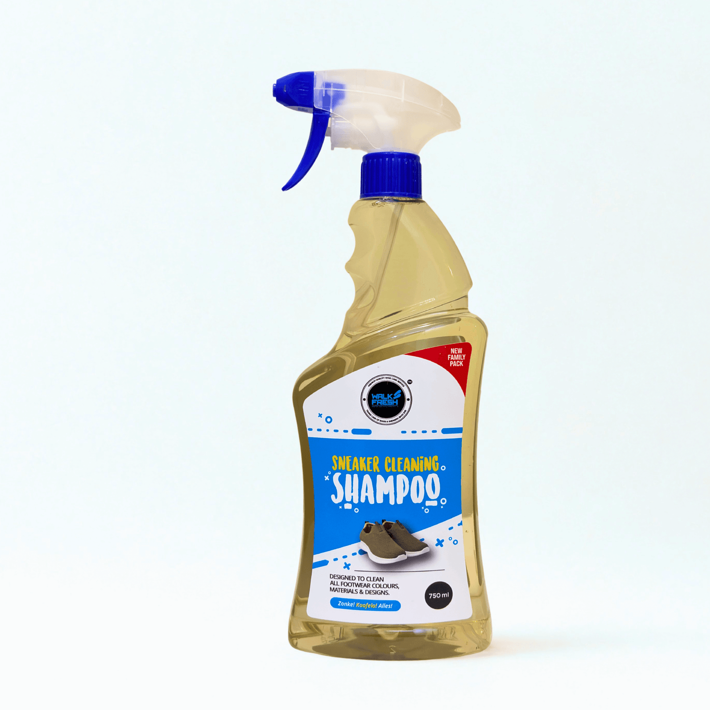 Walk Fresh Sneaker Cleaning Shampoo 750ml, foam-activated shoe care for sneaker cleaning and restoration.