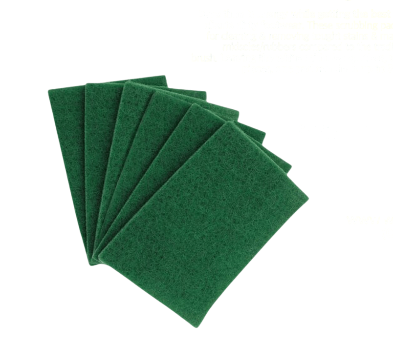 Green scrubbing pads for sneaker cleaning and shoe care, ideal for removing tough stains and restoring footwear.